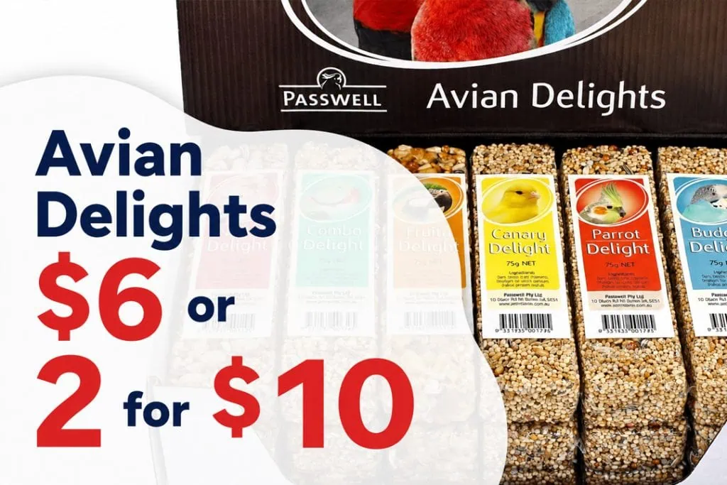 Passwell Avian Delights bird treats, $6 each or 2 for $10 at Pets